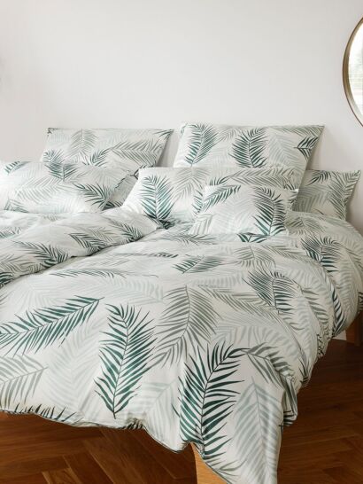 Elegante pościel bambusowo-satynowa Palm zielona 24501 200x220