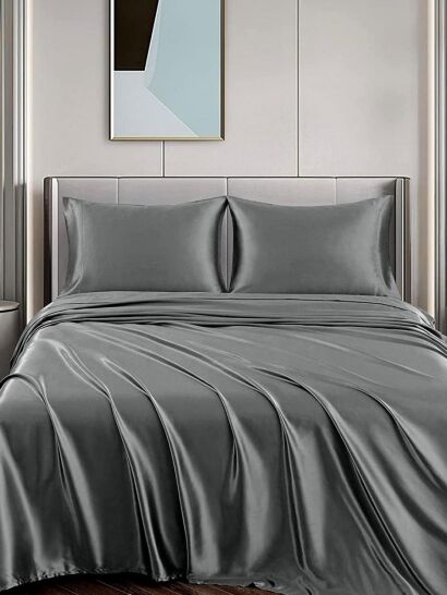 Malbery jedwabny zestaw pościeli grey 160x200