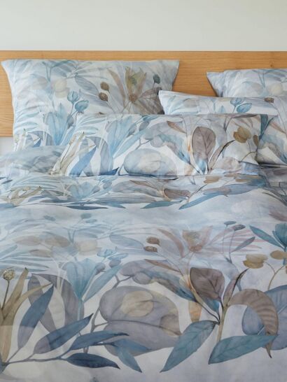 Elegante pościel bio bawełniana egipska Garden blau 2335 155x200