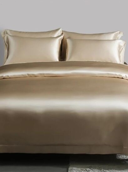 Malbery jedwabny zestaw pościeli light caramel 160x200