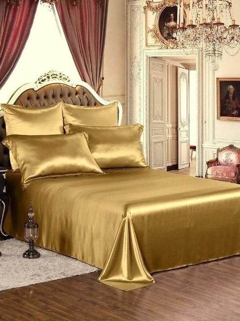 Malbery jedwabny zestaw pościeli dark gold 160x200