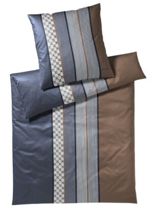 Joop poszewka mako-satin Cornflower stripes deep granatowo-brązowa 4069 40x40, 80x80