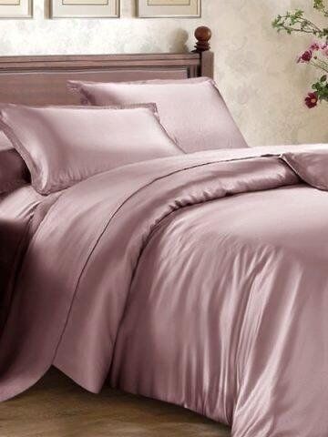 Malbery jedwabny zestaw pościeli pudrowy róż 220x240