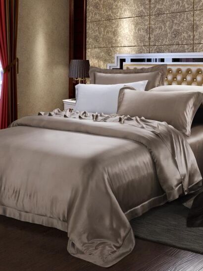 Jedwabny zestaw pościeli cafe latte 180x200